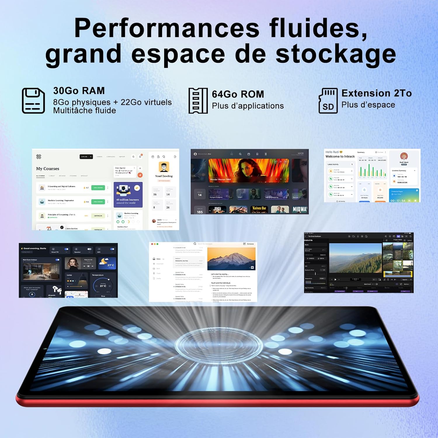 Tablet 10 Pollici Android 15 con Gemini AI, Rosso Scuro - immagine 4