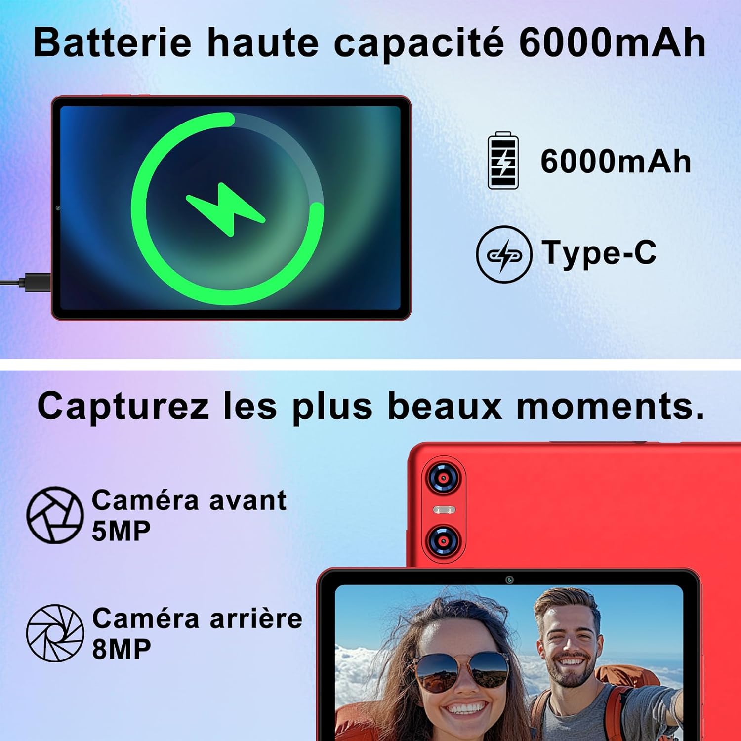 Tablet 10 Pollici Android 15 con Gemini AI, Rosso Scuro - immagine 7