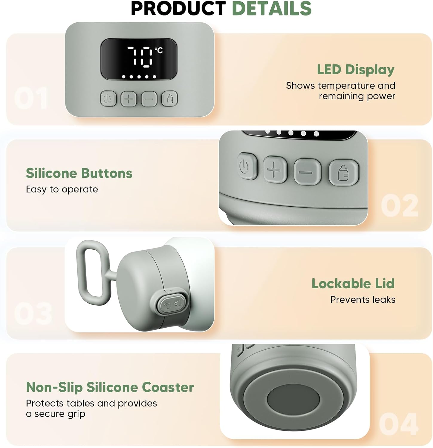 Scaldabiberon Portatile USB-C 16000mAh 500ml - immagine 2