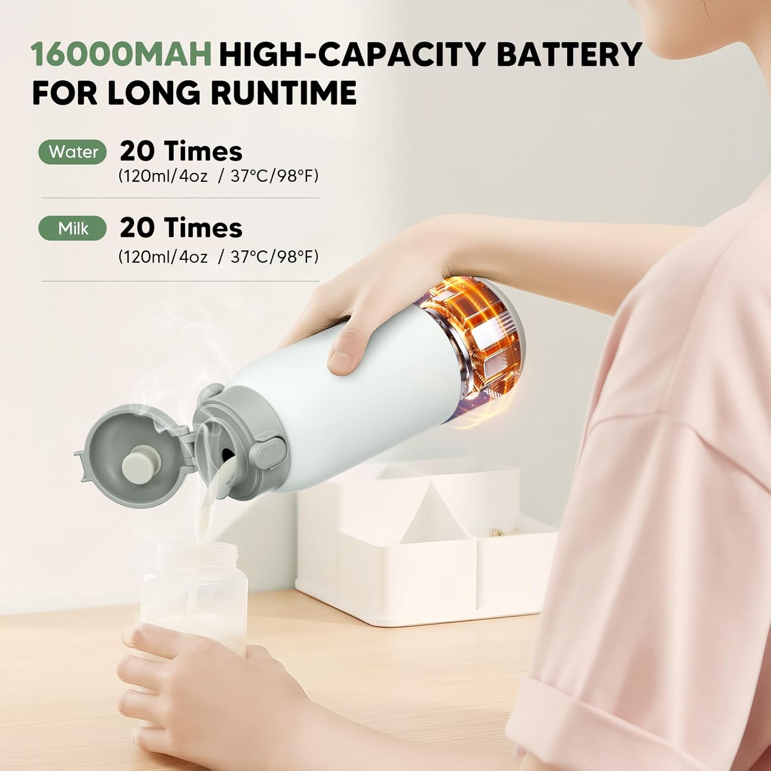 Scaldabiberon Portatile USB-C 16000mAh 500ml - immagine 5