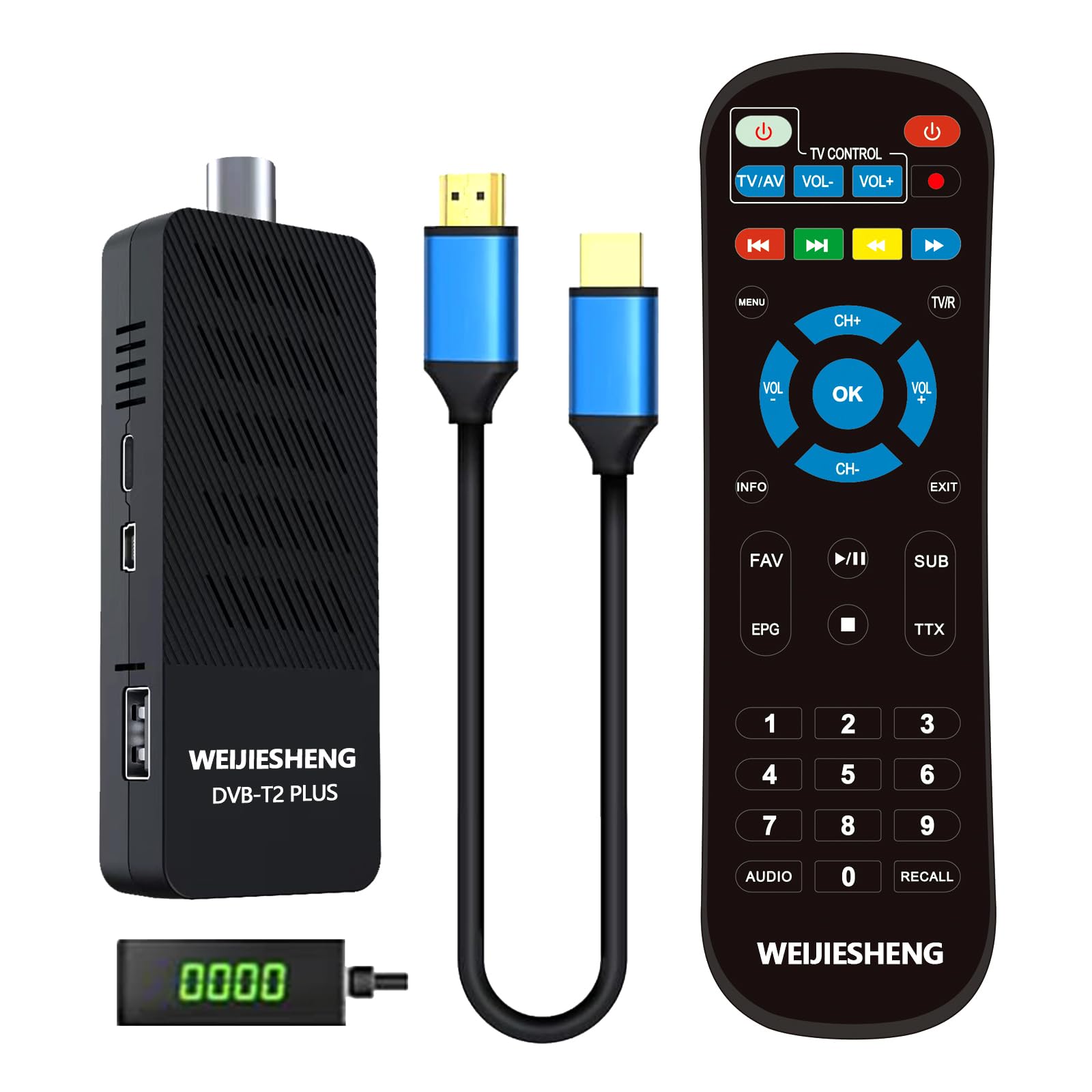 Decoder Digitale Terrestre 2024-2025, Decoder DVB-T2, HD 1080P H.265 HEVC Principale 10-bit,Supporto-HDMI, AV,Ethernet,USB WiFi,Proiettore,PVR,Multimedia [Telecomando 2 in 1 con controllo TV]