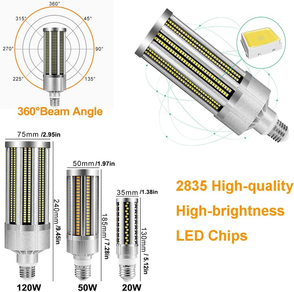 Alqffhl Lampadina LED Mais 120W E27/E39/E40 - immagine 3