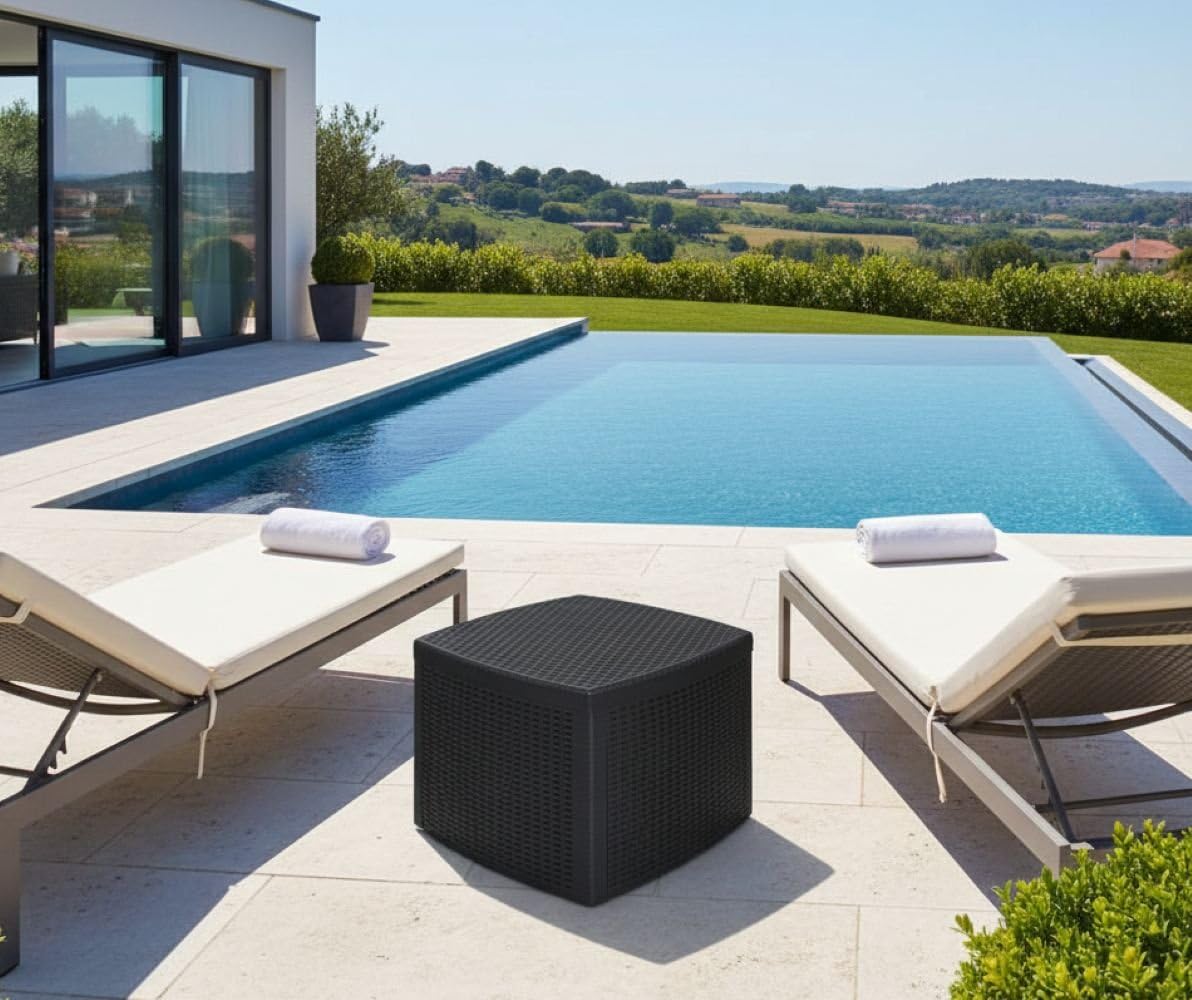 Dmora Tavolino Contenitore Faenza 53x53h40 cm, Antracite