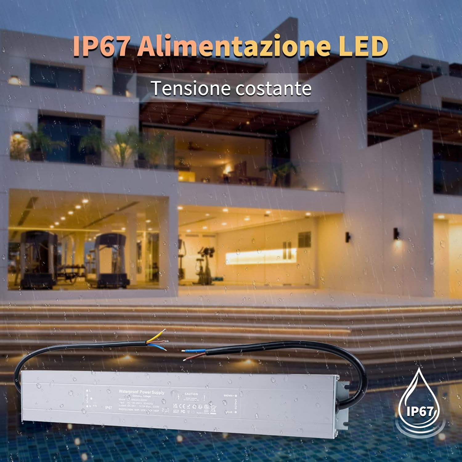 Varicart Trasformatore LED 24V 300W 12.5A IP67 - immagine 3