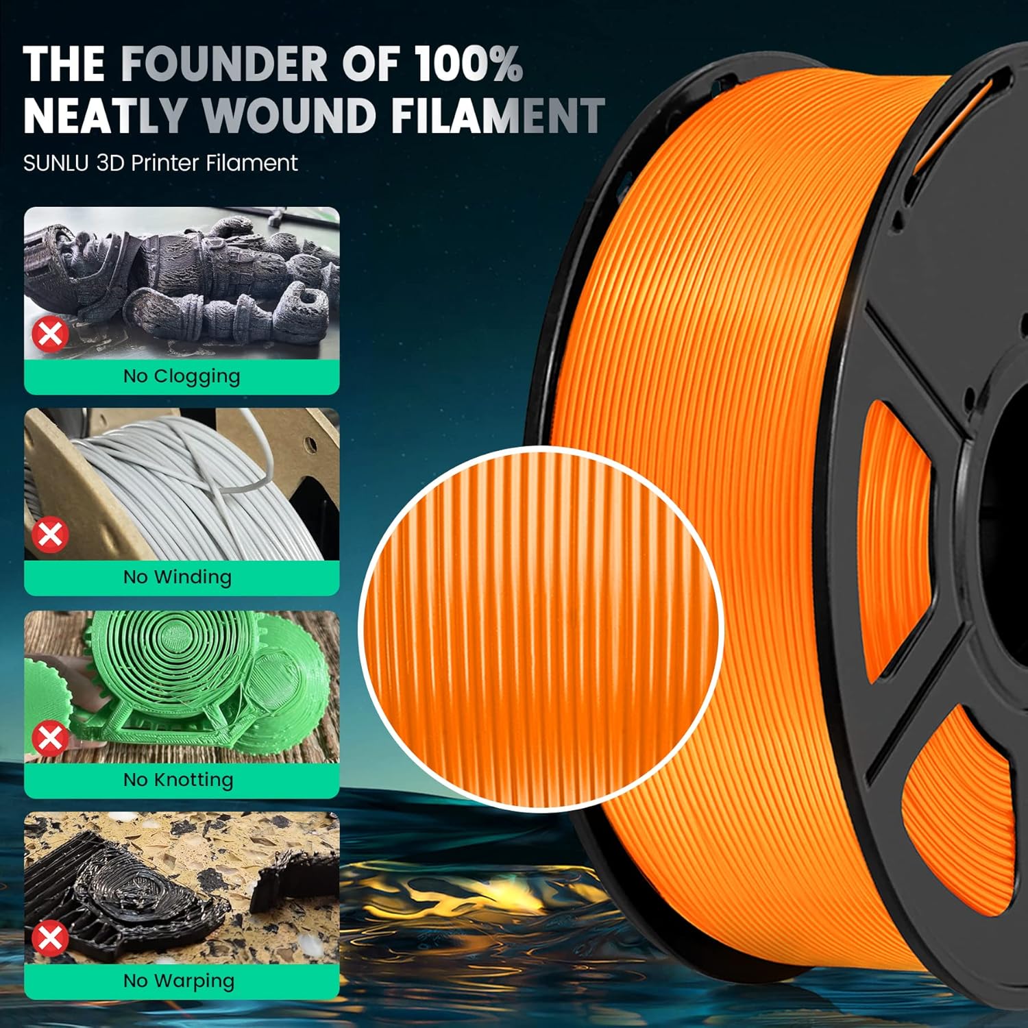 Sunlu PLA+ Filamento per Stampante 3D 3kg, Grigio - immagine 4