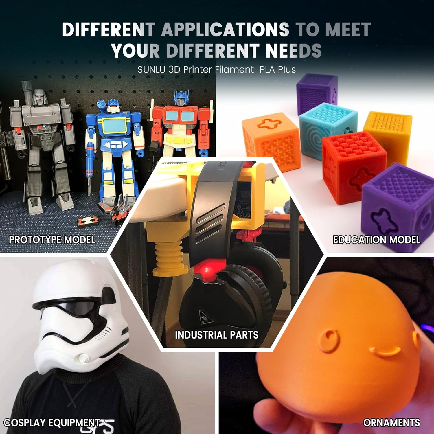 Sunlu PLA+ Filamento per Stampante 3D 3kg, Grigio - immagine 5