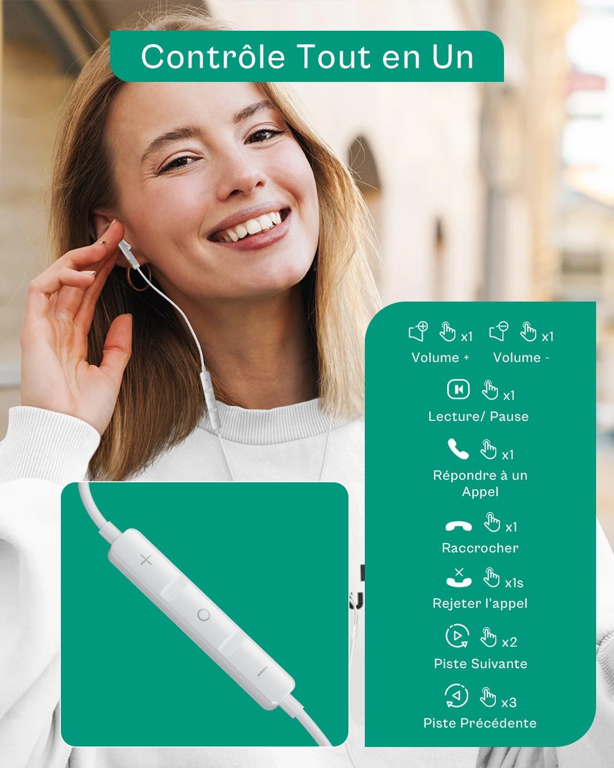 Auricolari con Filo 3,5mm - Cuffie In-Ear Hi-Fi Stereo - immagine 2