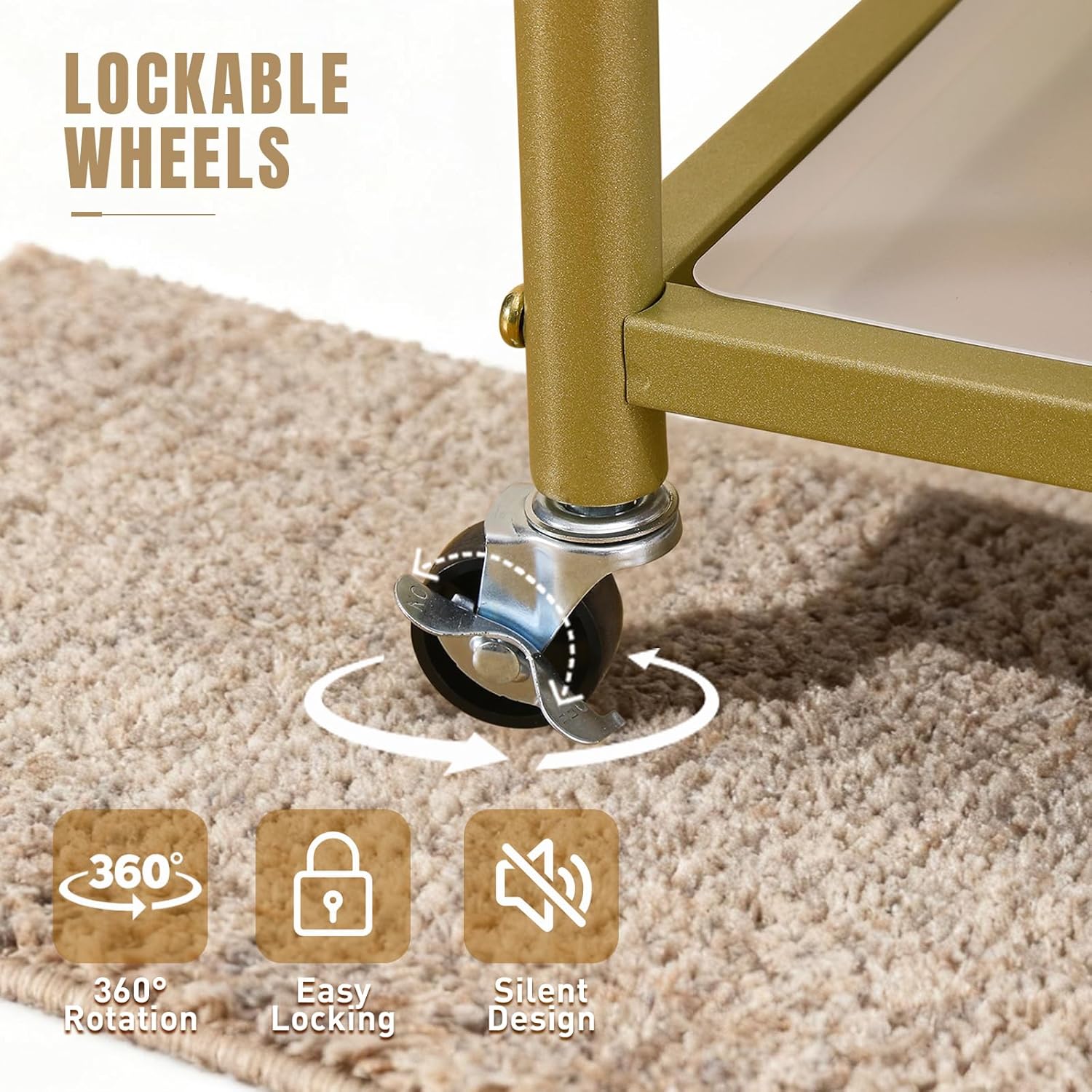 Kaihaowin Appendiabiti Pieghevole con Ruote, Oro - immagine 4