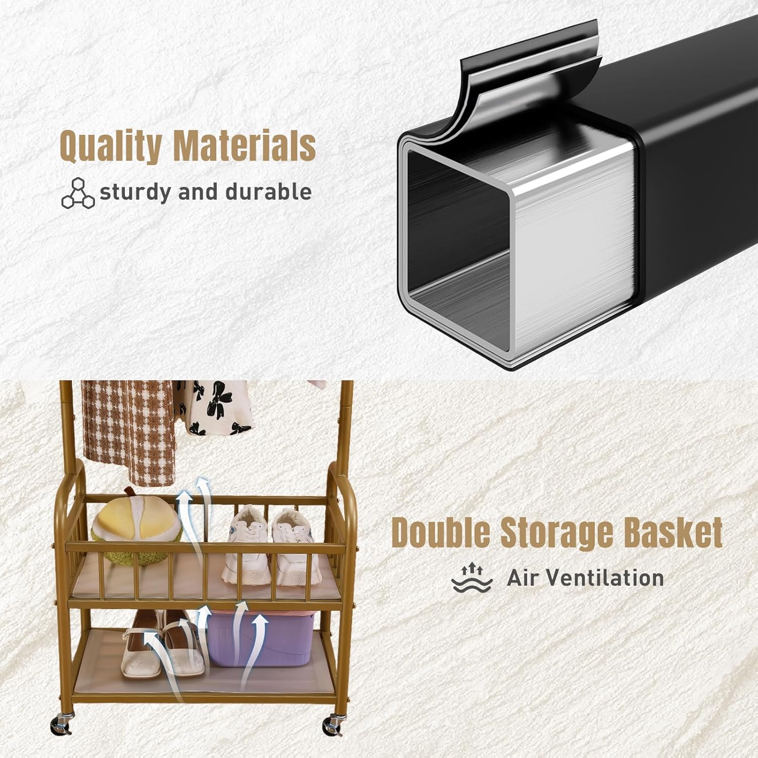 Kaihaowin Appendiabiti Pieghevole con Ruote, Oro - immagine 5