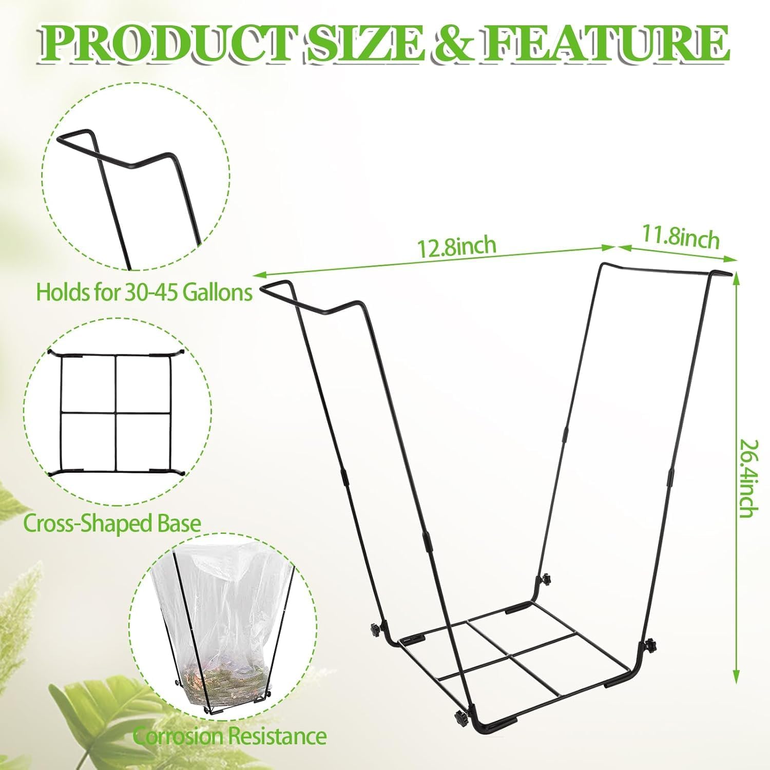 2PCS Supporto Sacco Spazzatura Giardinaggio (114-170L) - immagine 2