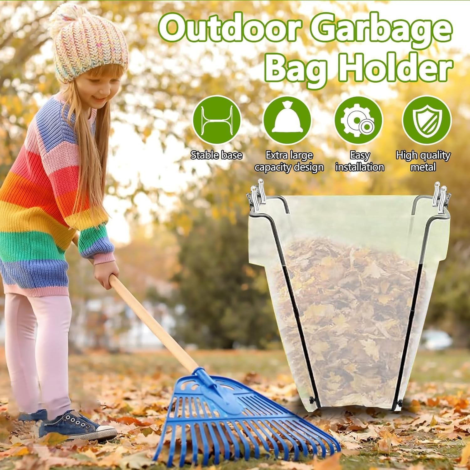 2PCS Supporto Sacco Spazzatura Giardinaggio (114-170L) - immagine 6