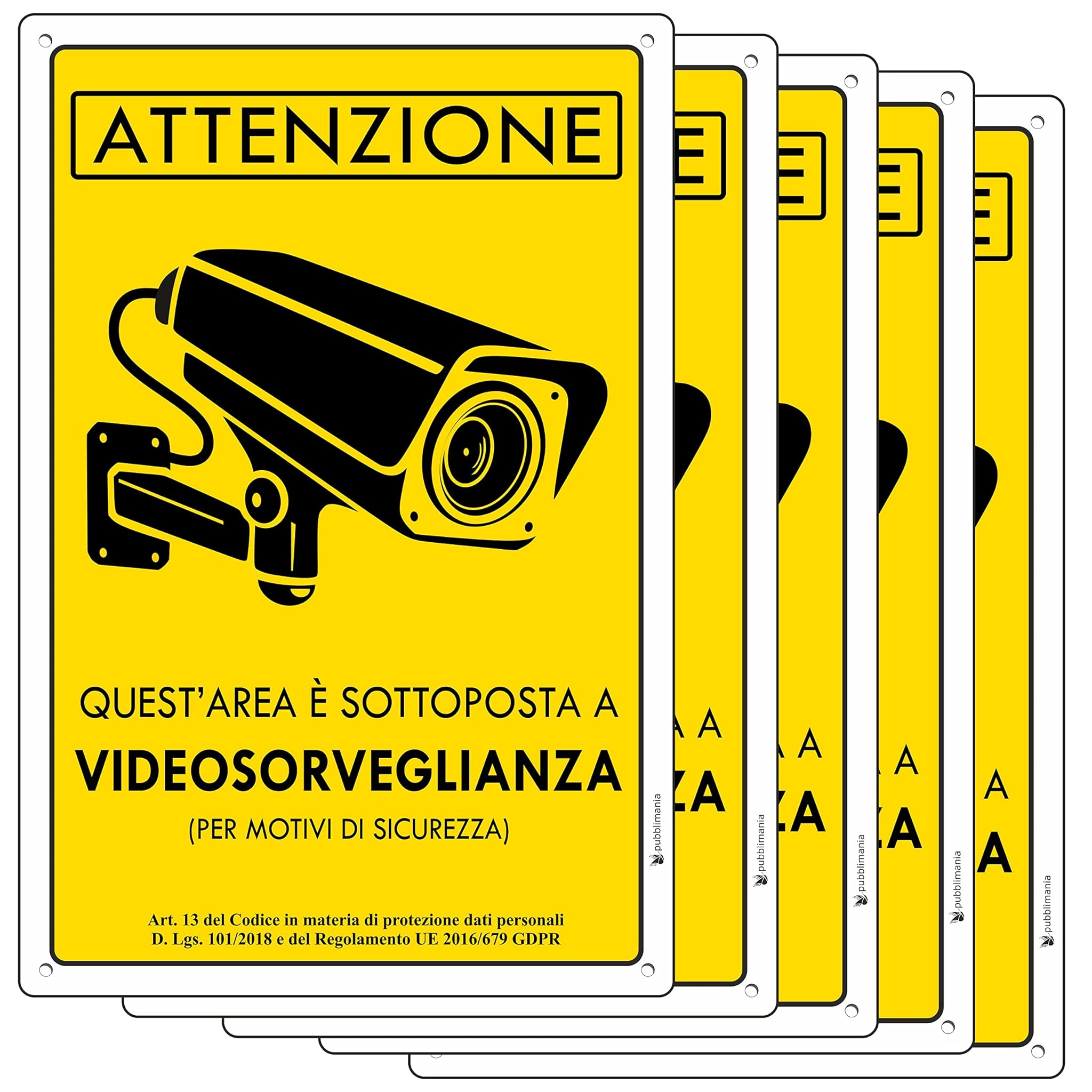 Pubblimania Cartello AREA VIDEOSORVEGLIATA Alluminio 20x30cm