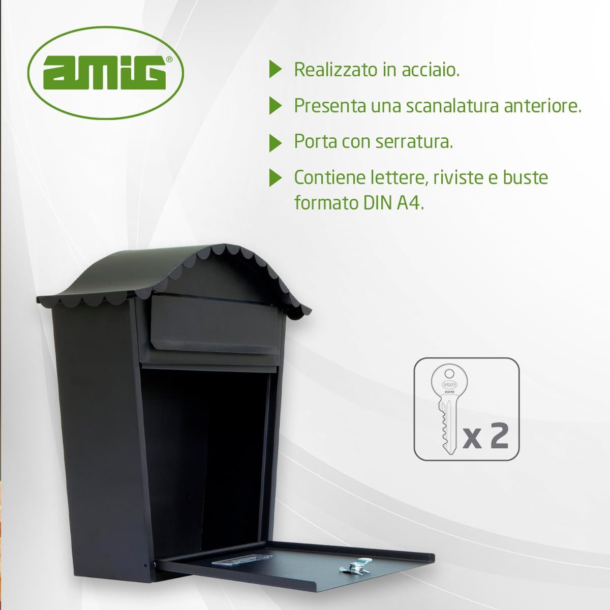 Amig Cassetta Postale Esterna Acciaio Nero - immagine 3