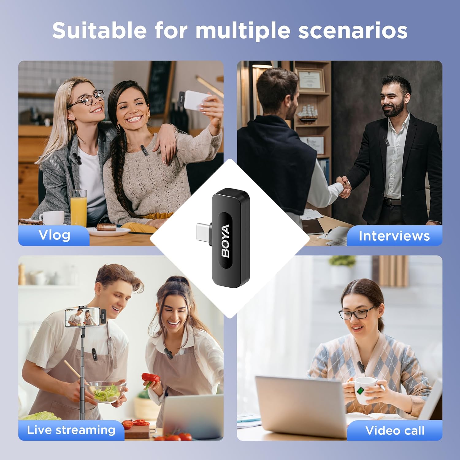 Boya BY-V30 Microfono Lavalier Wireless USB-C 100m - immagine 7