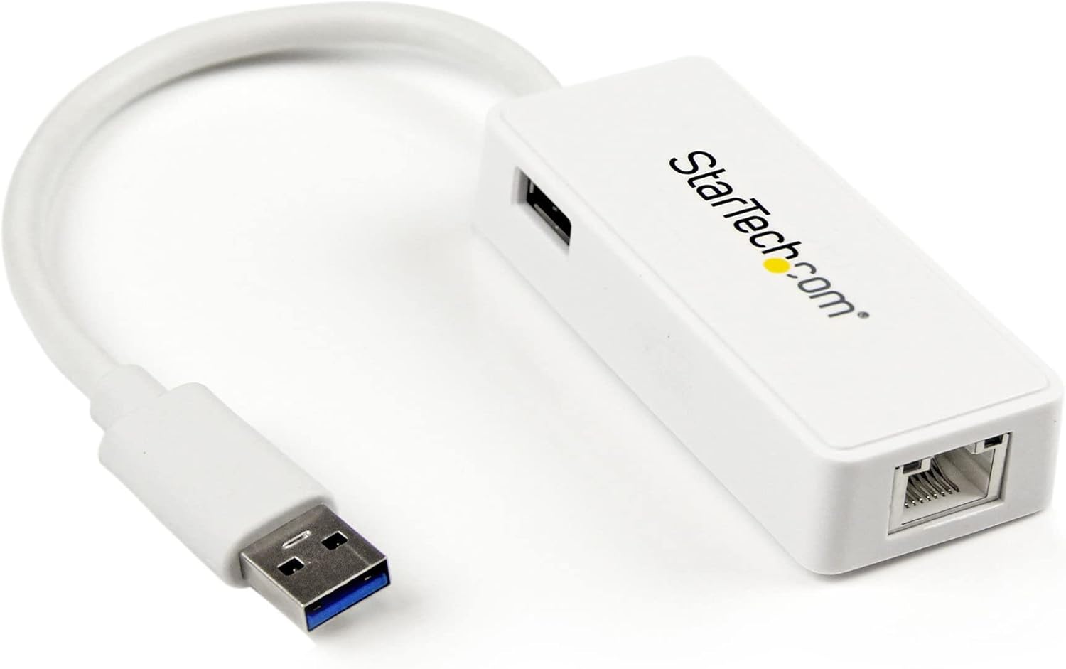 Startech.Com Adatattore USB 3.0 a Ethernet Gigabit Nic con Porta USB, Bianco - immagine 1
