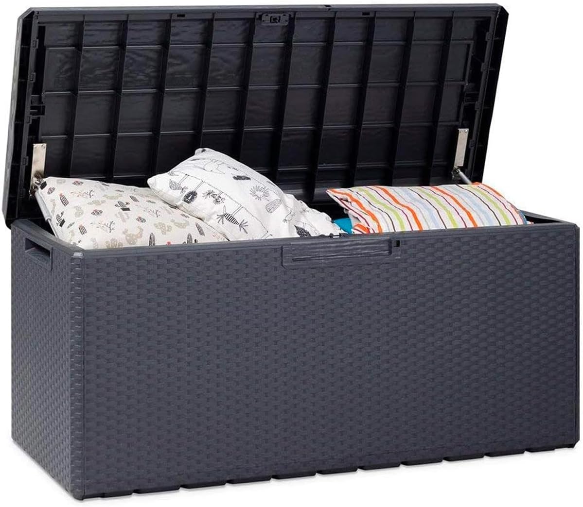 Baule Portaoggetti con Seduta e Cuscino da Esterno 340L - Antracite