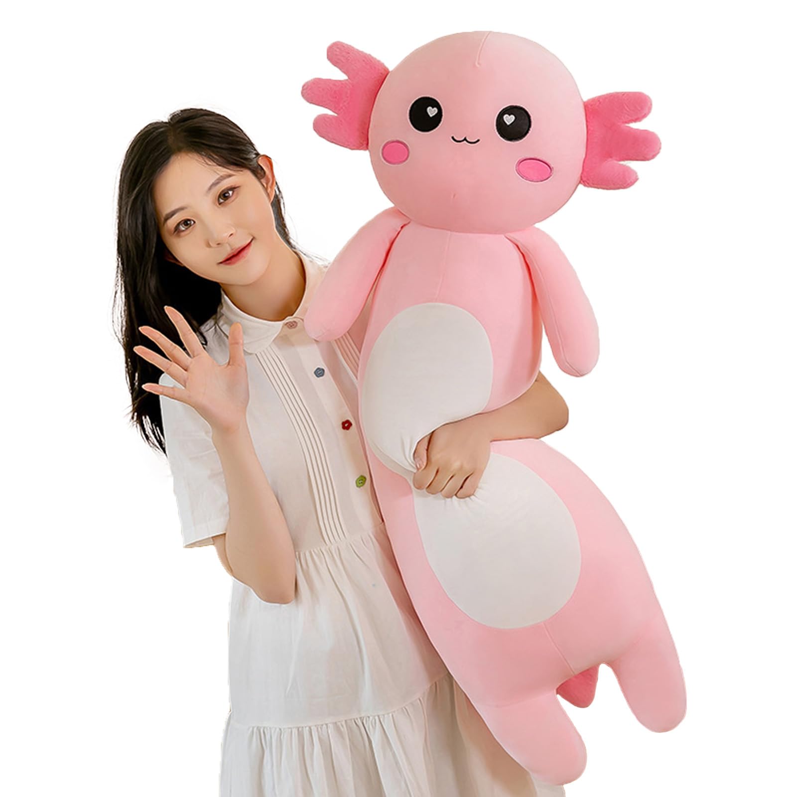 Aiuidun Cuscino Peluche Axolotl Lungo 80cm, Pink
