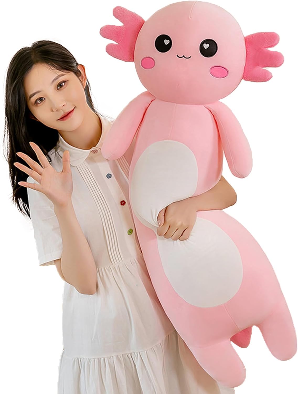 Aiuidun Cuscino Peluche Axolotl Lungo 80cm, Pink - immagine 1