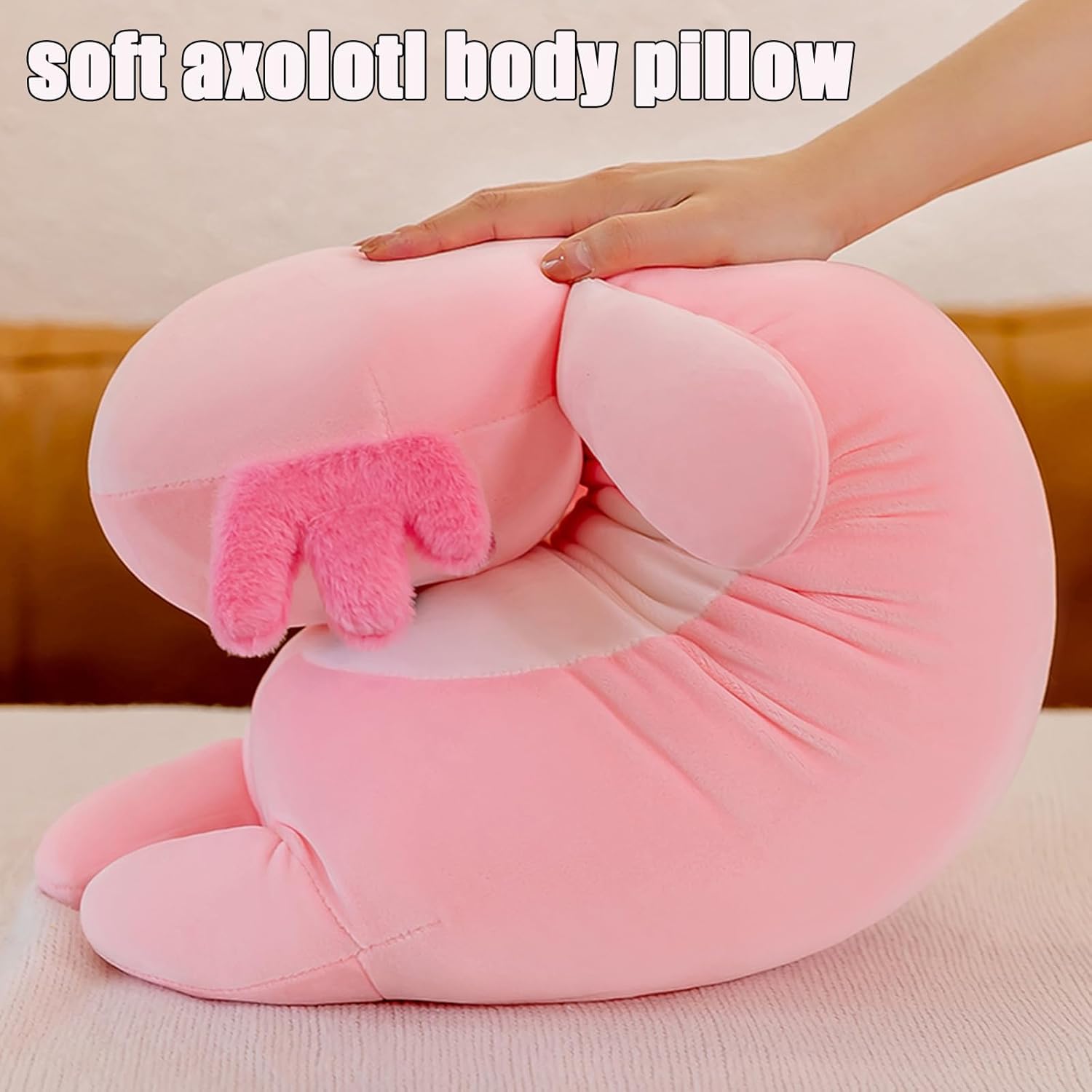 Aiuidun Cuscino Peluche Axolotl Lungo 80cm, Pink - immagine 4