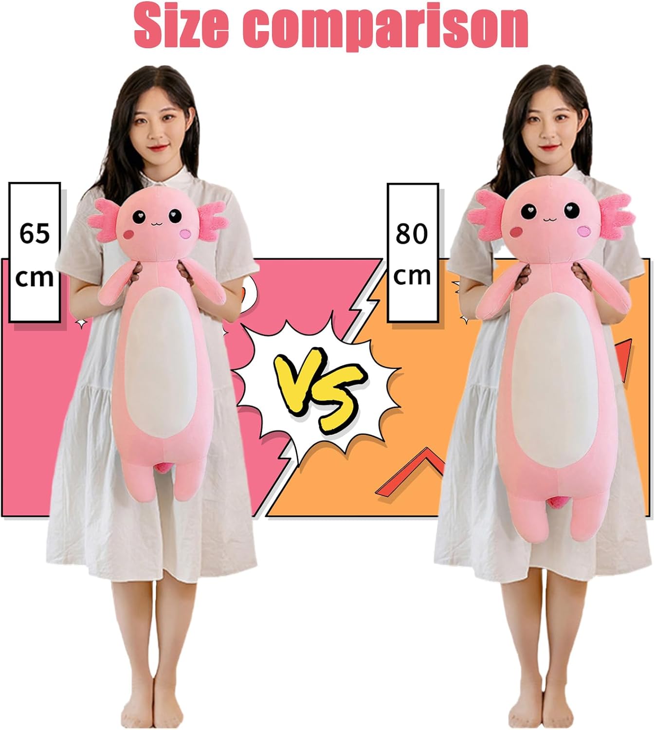 Aiuidun Cuscino Peluche Axolotl Lungo 80cm, Pink - immagine 6