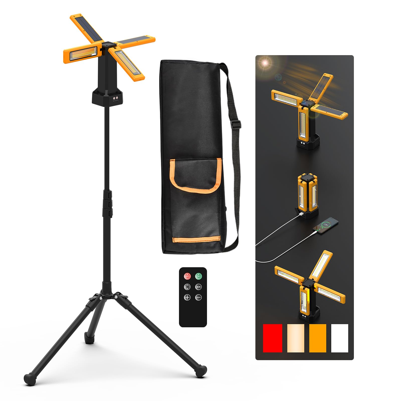 Faretto Cantiere LED Ricaricabile Solare 8000 Lumen