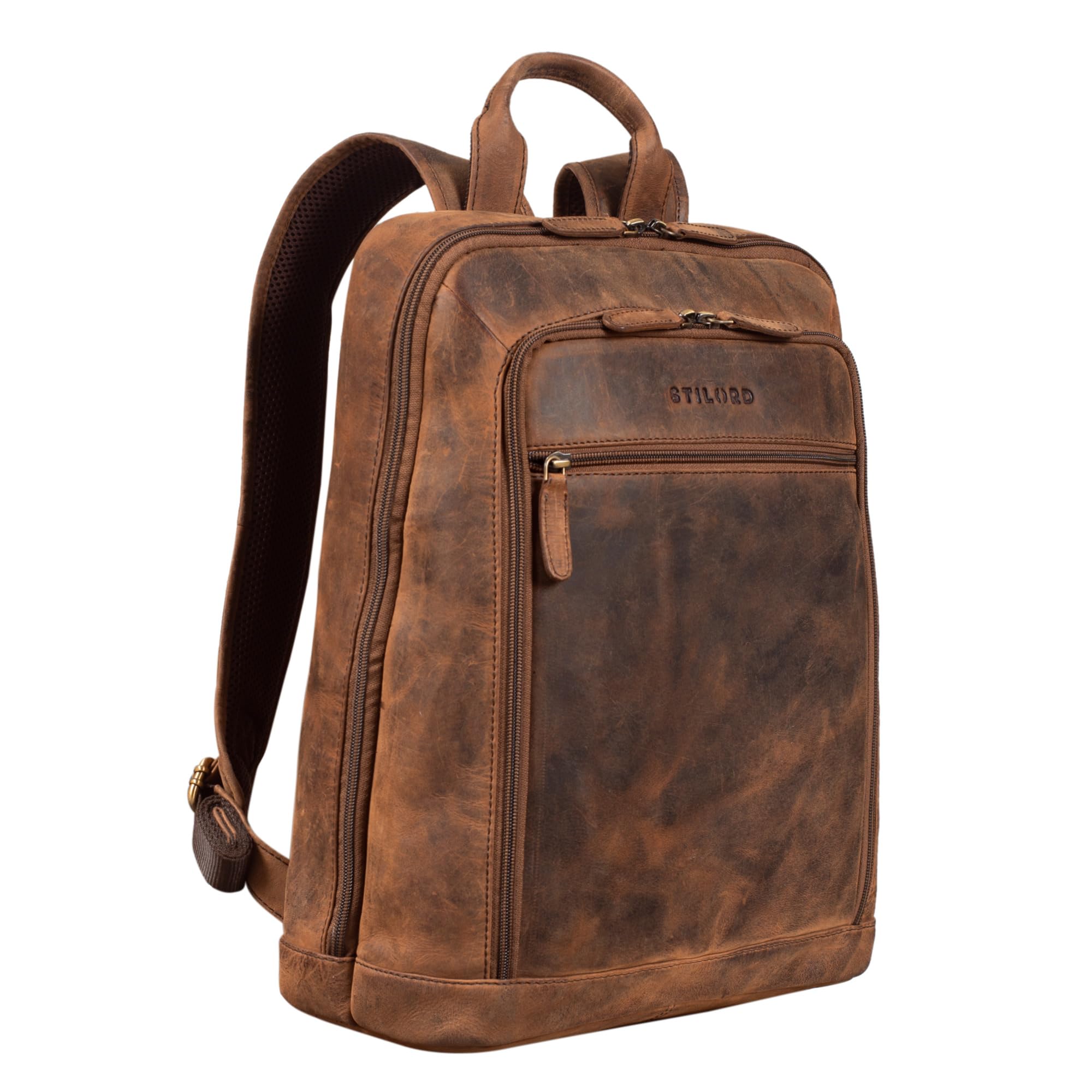 STILORD 'Watson' Zaino Laptop 15,6 Pollici in Pelle, Marrone