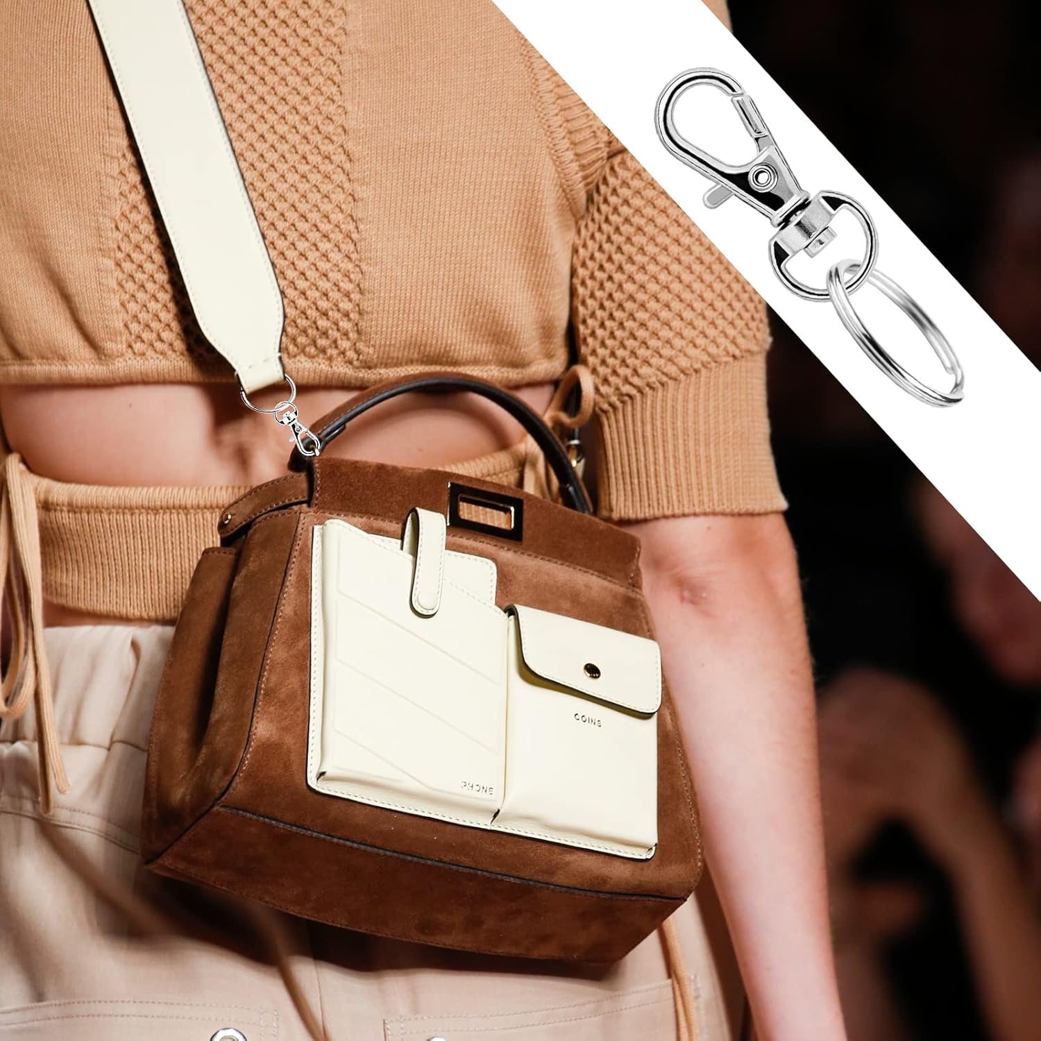 Moschettone Portachiavi Metallo - 80 Pezzi Argento - immagine 5