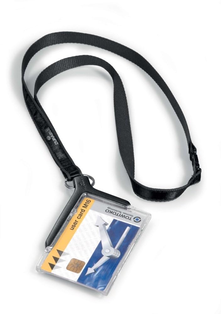 Durable 820758 Card Holder De Luxe con Cordoncino, Carbone