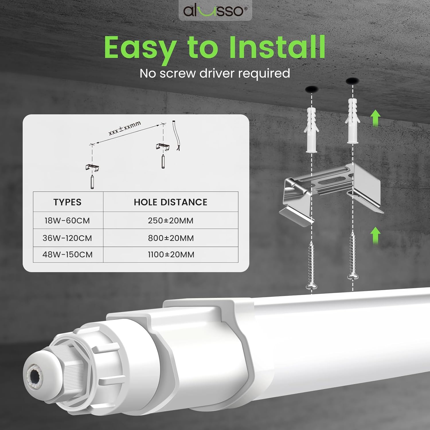 Alusso LIGHTING Plafoniera Officina 150CM 48W 4800LM - immagine 6