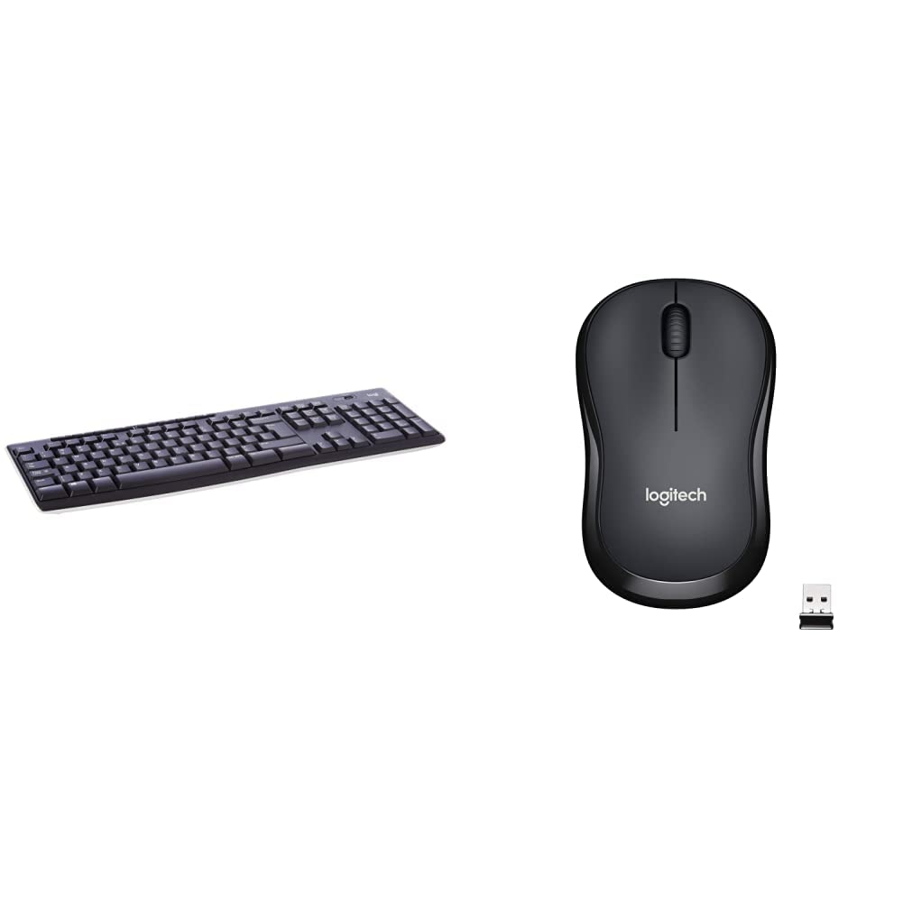 Logitech K270 Tastiera Wireless per Windows, Layout Internazionale QWERTY Nero & M220 SILENT Mouse Wireless, 2,4 GHz con Ricevitore USB