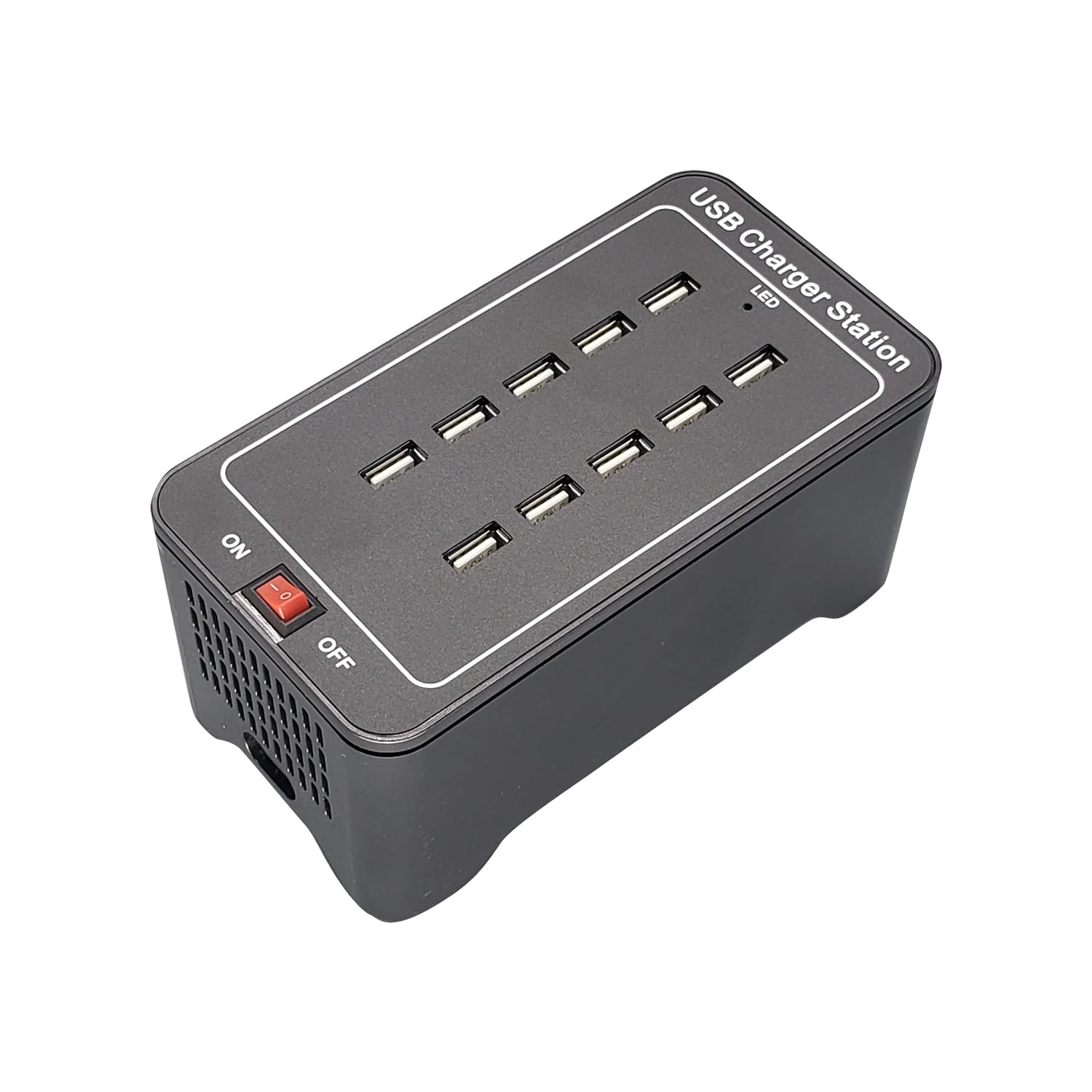 Securit - Caricatore USB Multiplo 10 Porte 125W, Nero