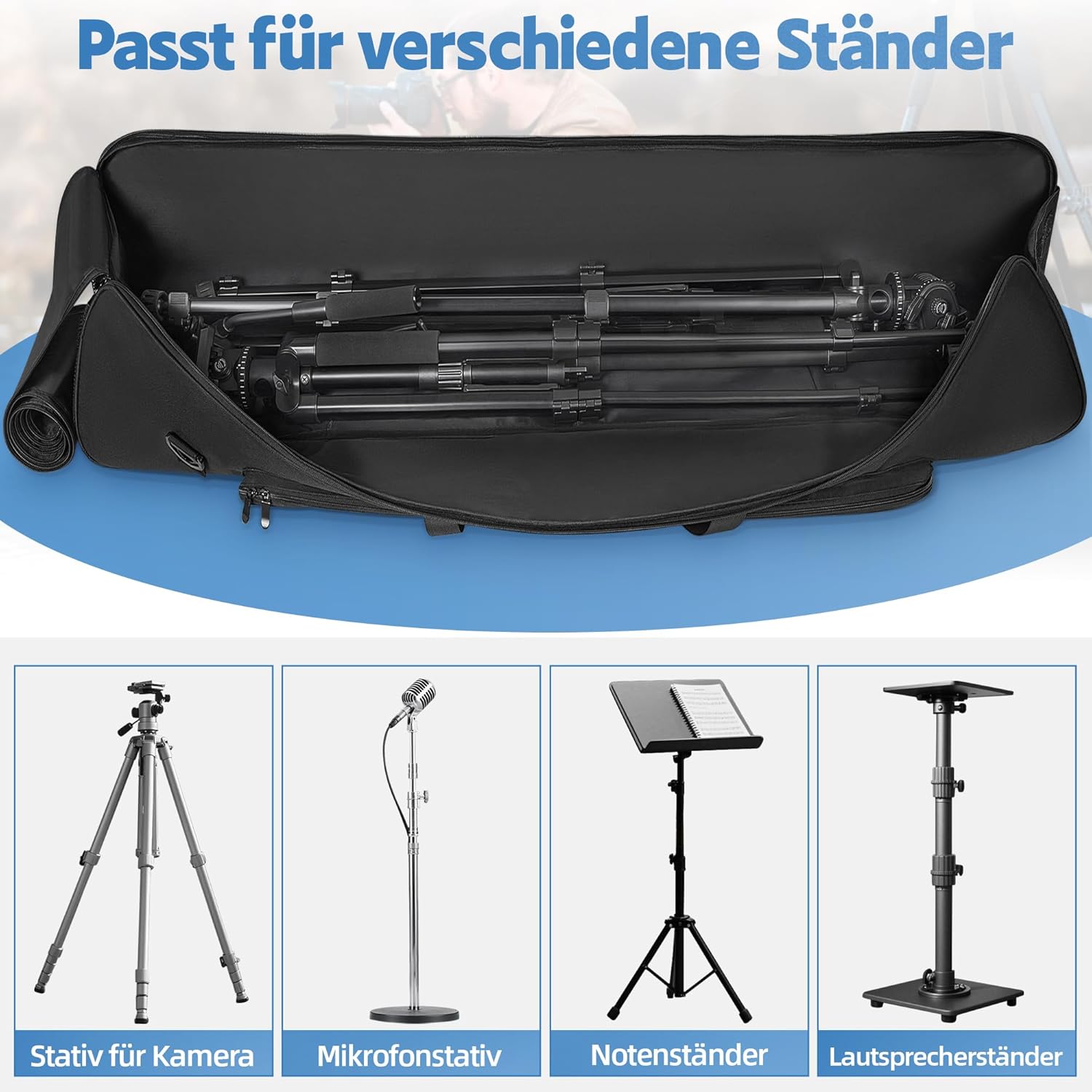 OUUTMEE Borsa Portatreppiede con Tracolla, Nero - immagine 3