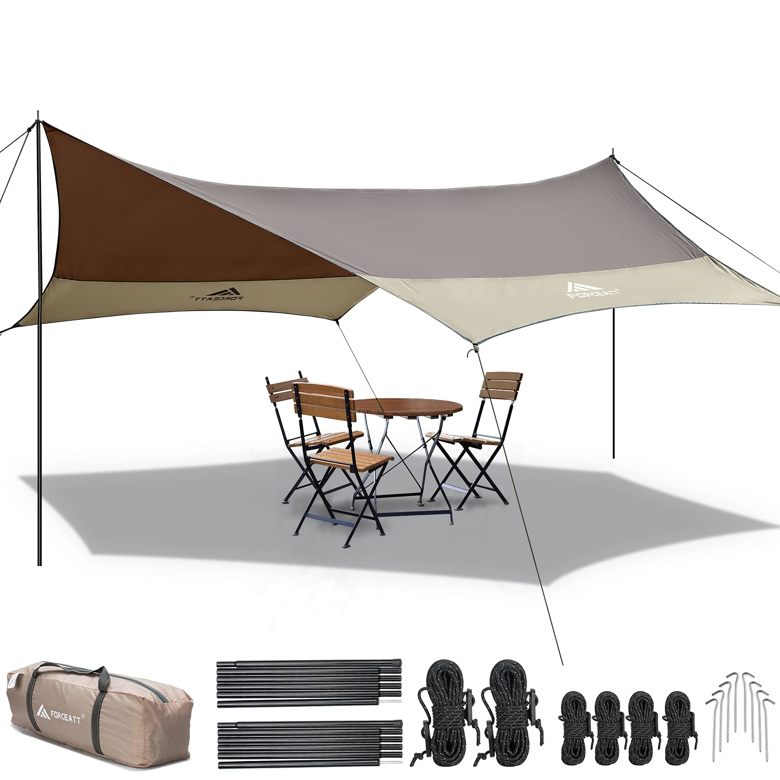Forceatt Tenda Parasole Tarp da Campeggio 3,7x4,3m