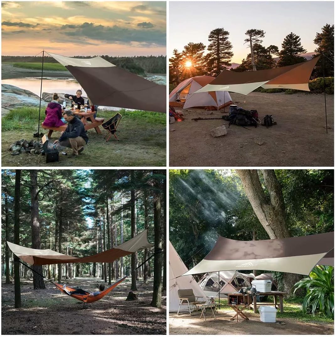 Forceatt Tenda Parasole Tarp da Campeggio 3,7x4,3m - immagine 5