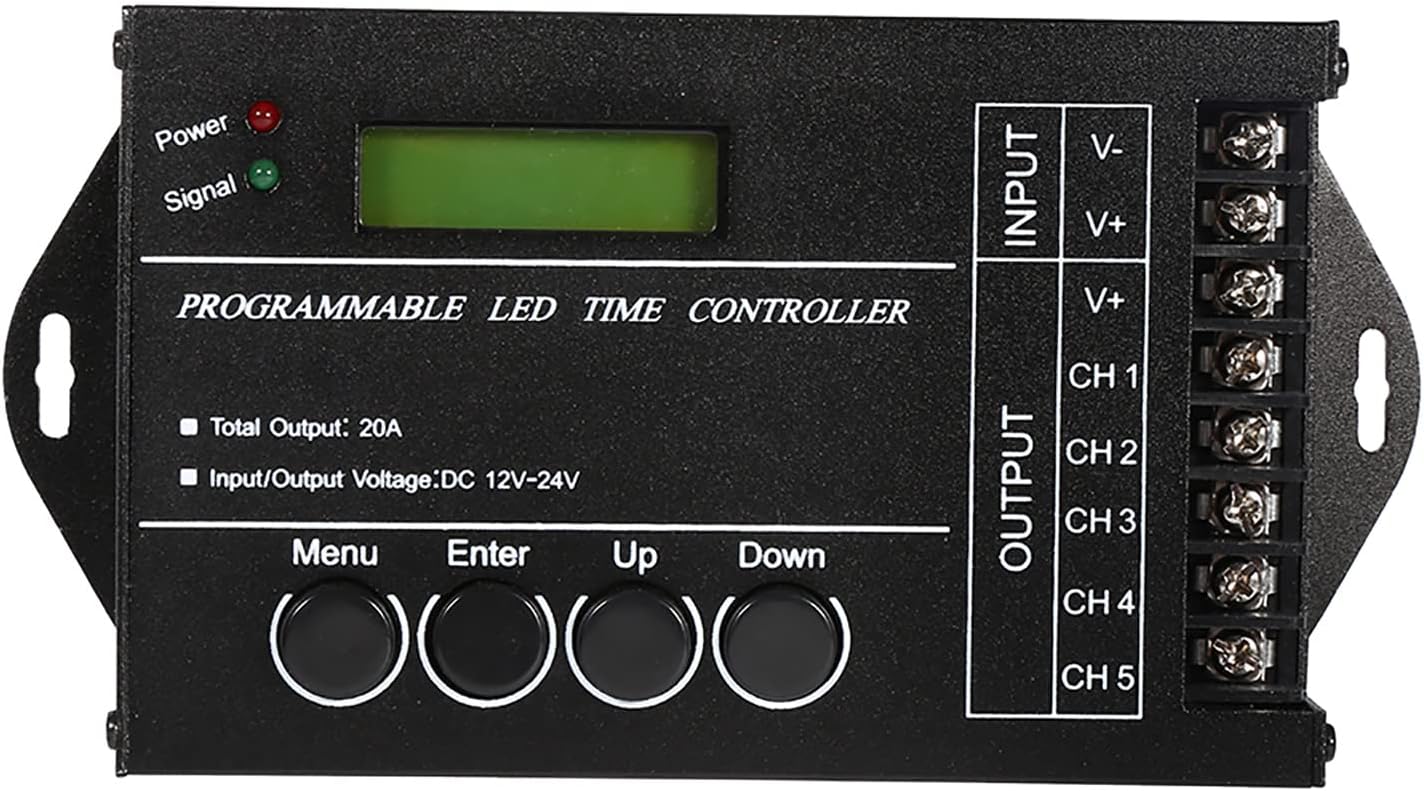 Jeffergarden Tc420 Tempo Programmabile RGB LED Controller, Multifunzionale DC12 24V Centralina Tc420 20A Programmabile LED Time Controller 5 Canali Colore Regolabile con Cavo USB CD - immagine 1