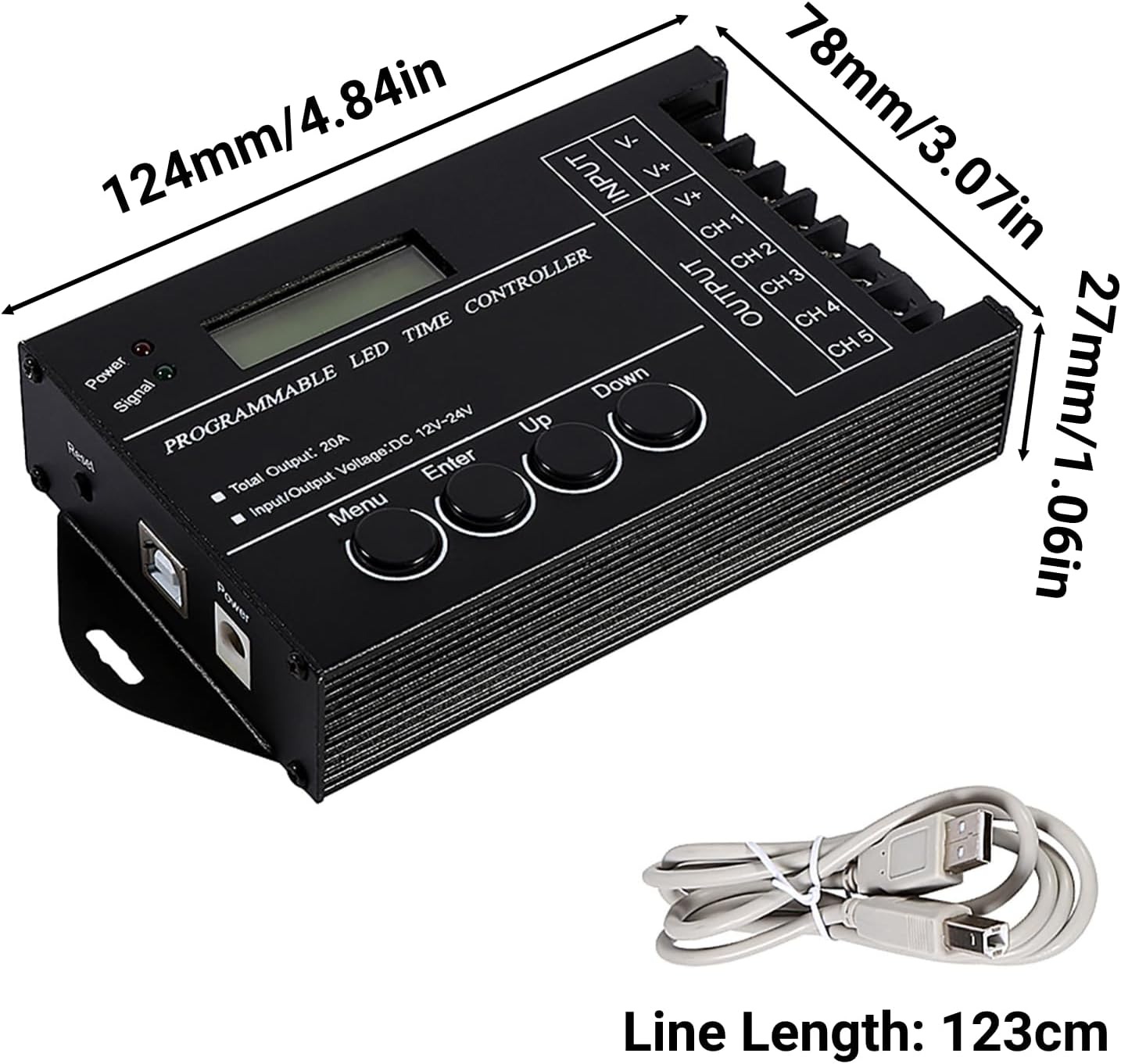 Jeffergarden Tc420 Tempo Programmabile RGB LED Controller, Multifunzionale DC12 24V Centralina Tc420 20A Programmabile LED Time Controller 5 Canali Colore Regolabile con Cavo USB CD - immagine 2
