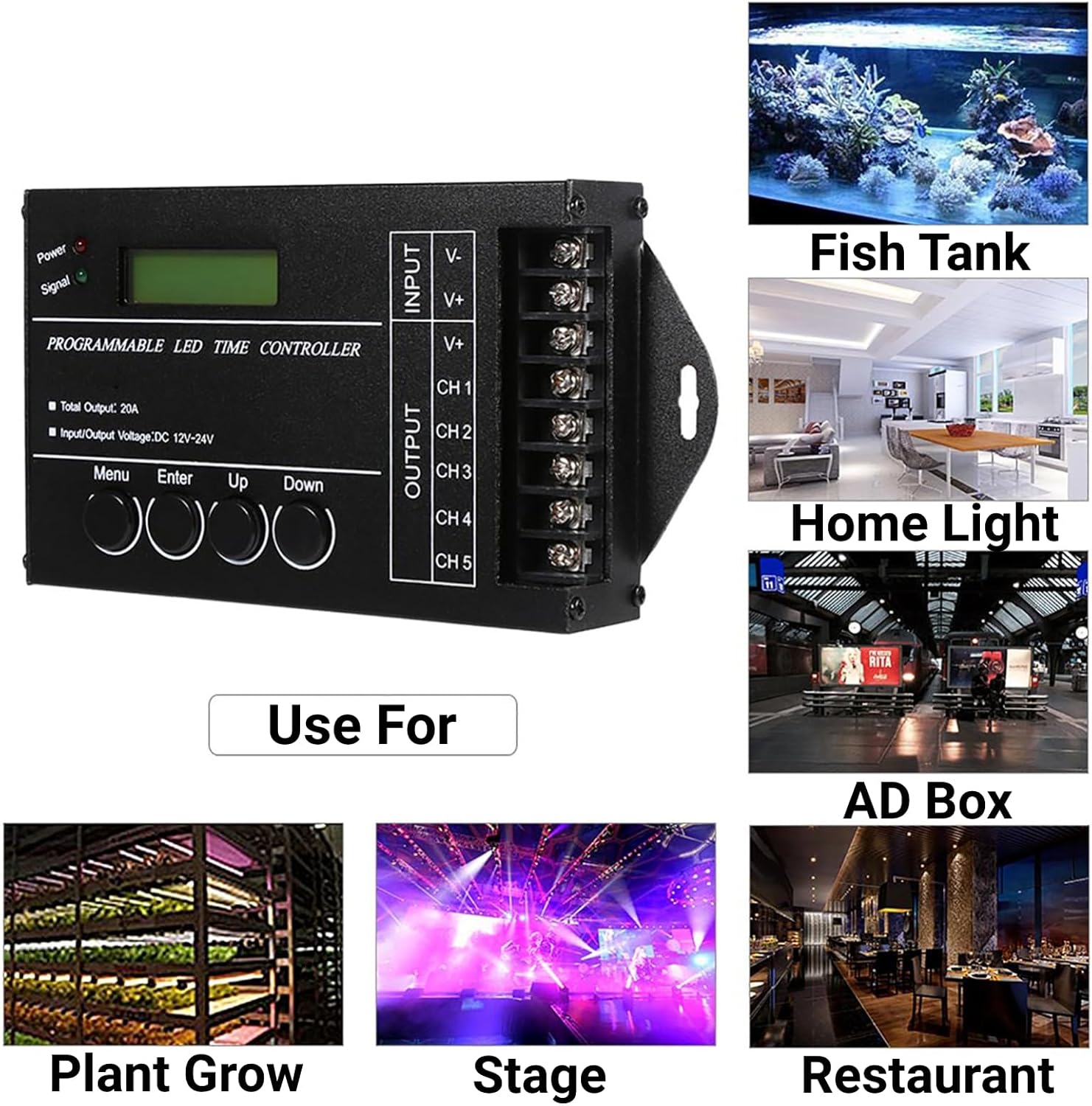 Jeffergarden Tc420 Tempo Programmabile RGB LED Controller, Multifunzionale DC12 24V Centralina Tc420 20A Programmabile LED Time Controller 5 Canali Colore Regolabile con Cavo USB CD - immagine 5