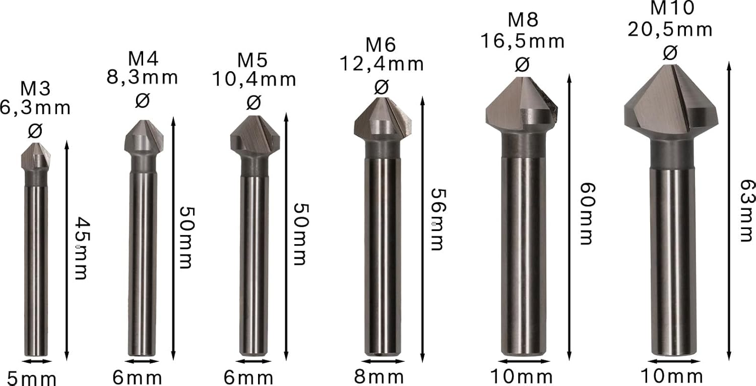 Avellanador cónico HSS:set 6uds:6,3-20,5 - immagine 3