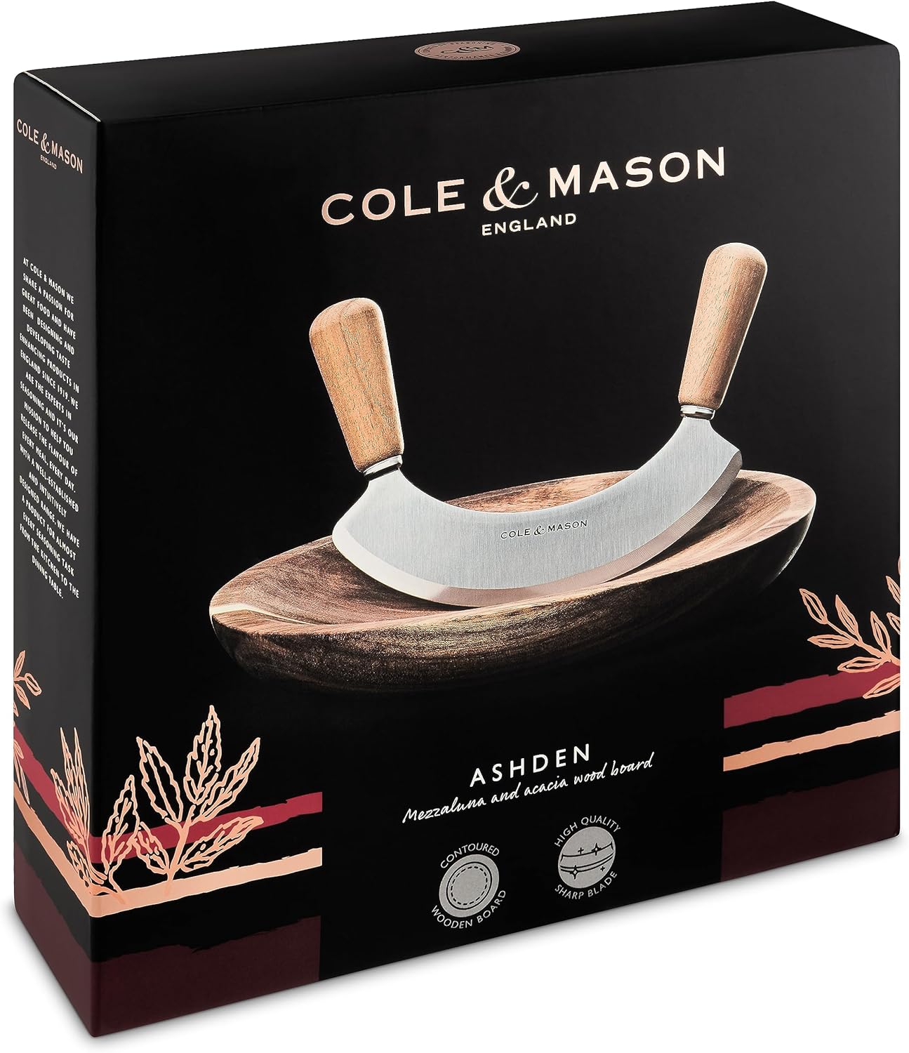 Cole & Mason Ashden Tagliere Rotondo e Coltello Mezzaluna - immagine 2