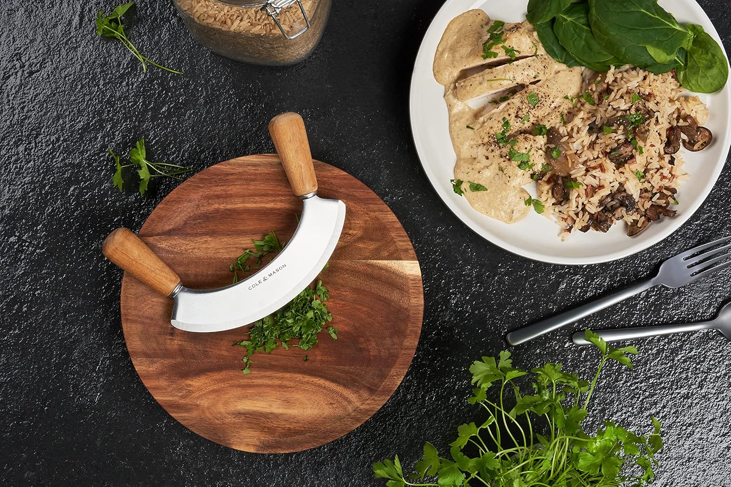 Cole & Mason Ashden Tagliere Rotondo e Coltello Mezzaluna - immagine 8