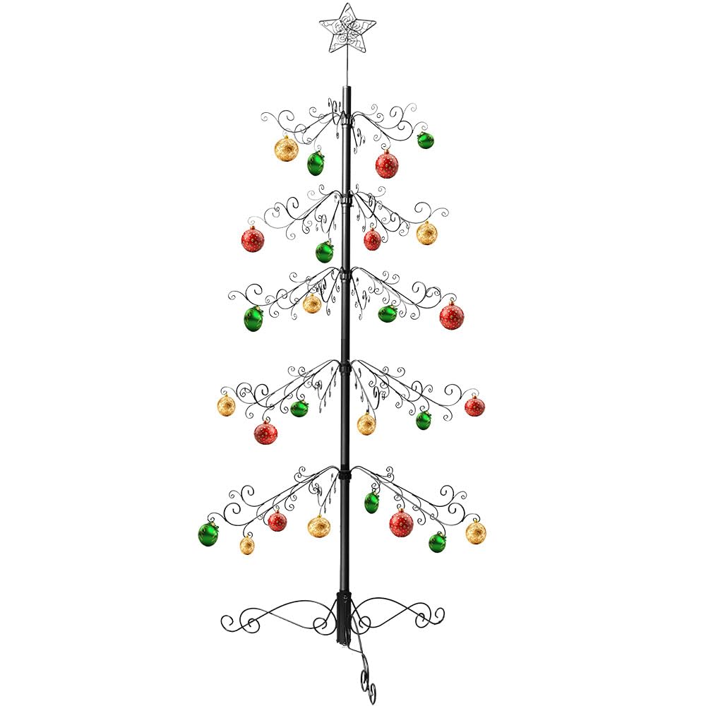 HOHIYA Albero di Natale Metallo Decorazioni Regalo 213 Centimetri Nero Ecologica