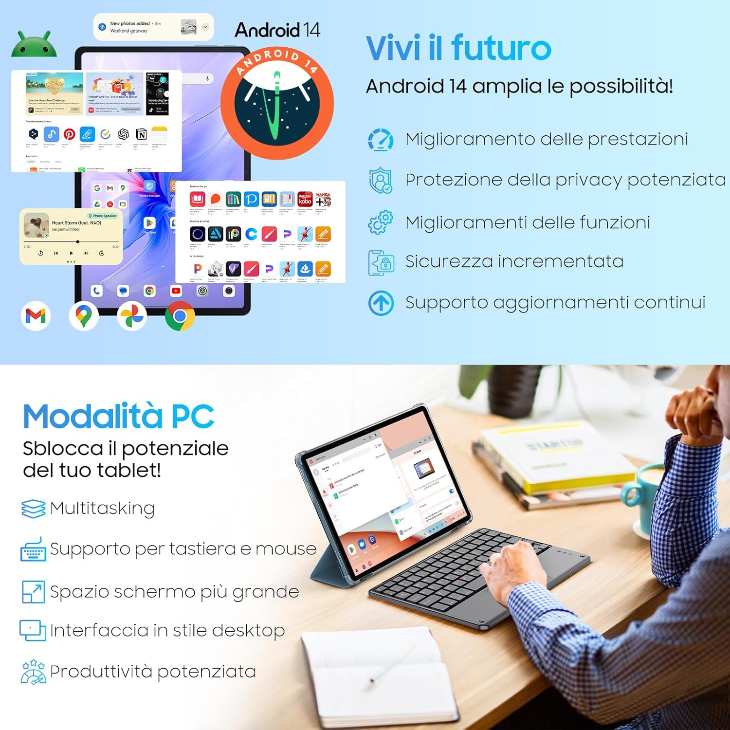 Blackview Tablet Android 14 11 Pollici 12GB RAM 128GB ROM - immagine 4