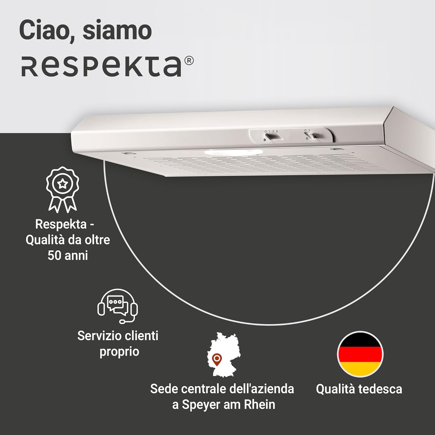 Respekta Cappa Aspirante da Incasso 60cm, Bianca - immagine 7