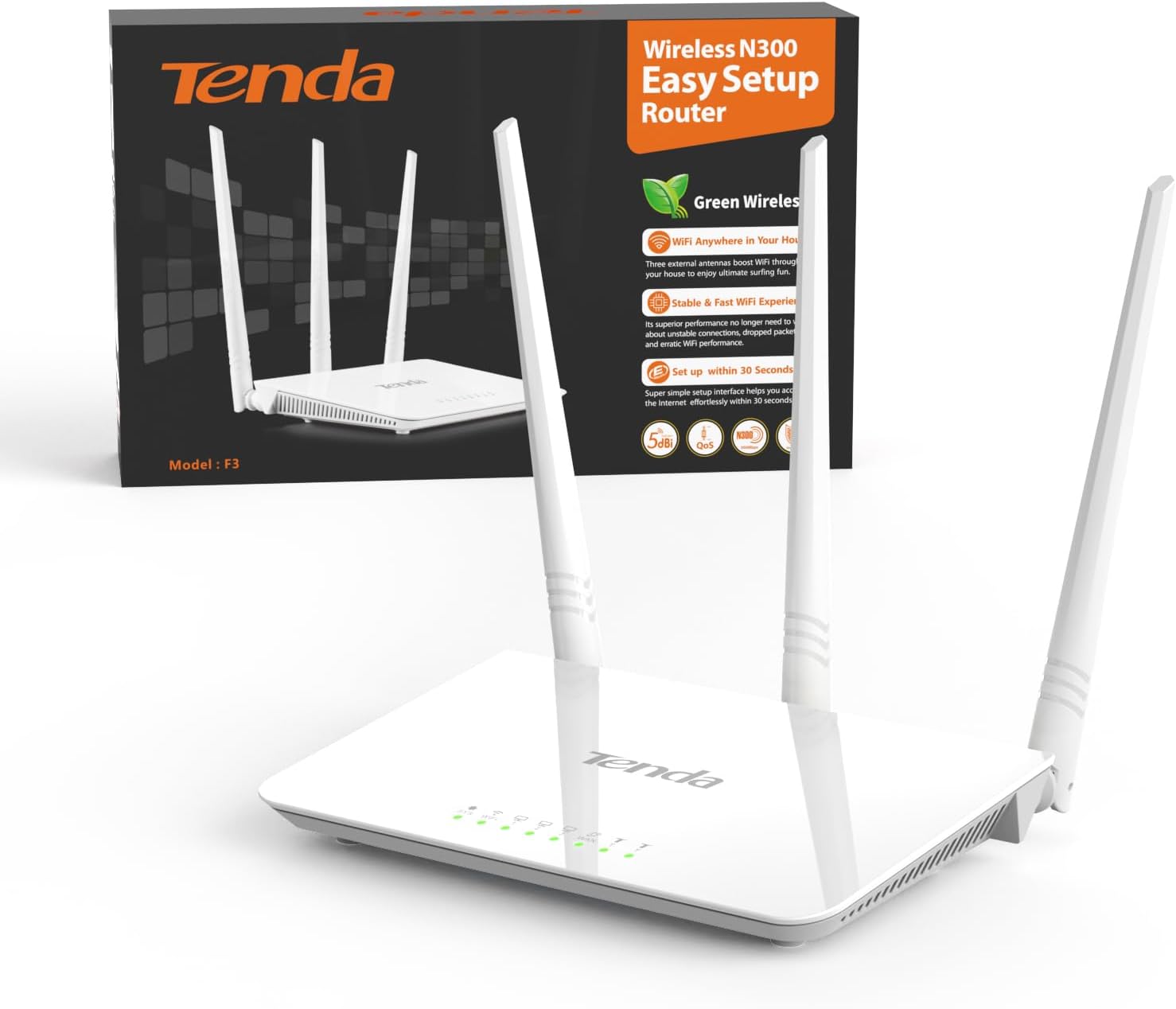 Tenda F3 N300 Router WiFi 300 Mbps, 3 Antenne - immagine 1