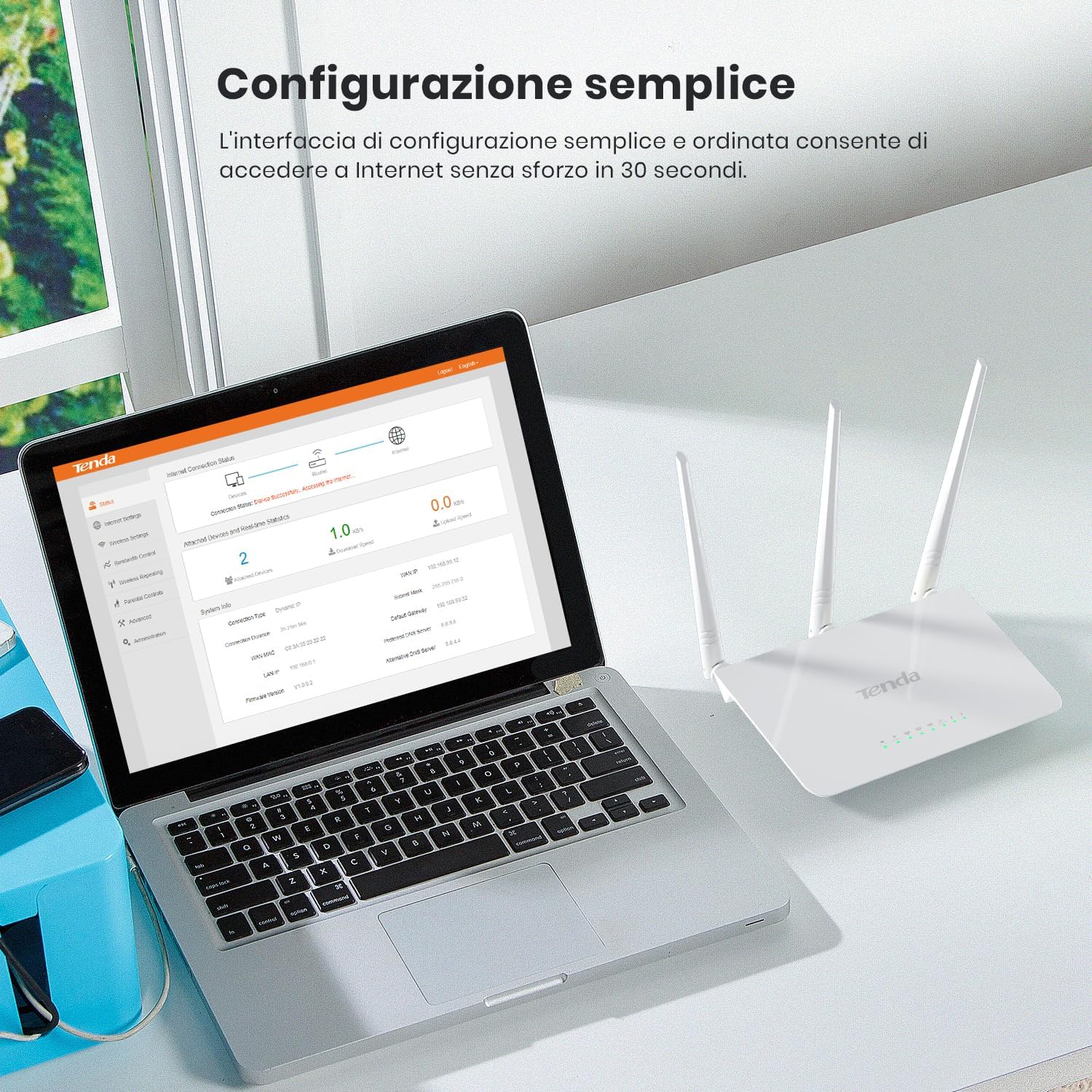 Tenda F3 N300 Router WiFi 300 Mbps, 3 Antenne - immagine 3