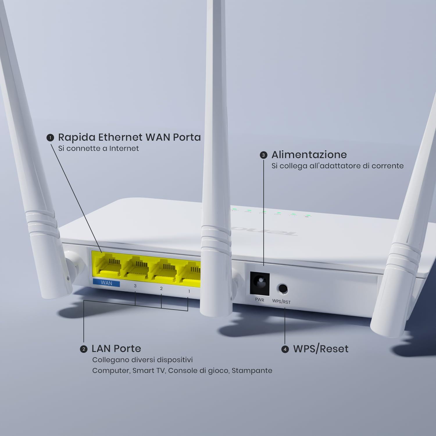 Tenda F3 N300 Router WiFi 300 Mbps, 3 Antenne - immagine 4