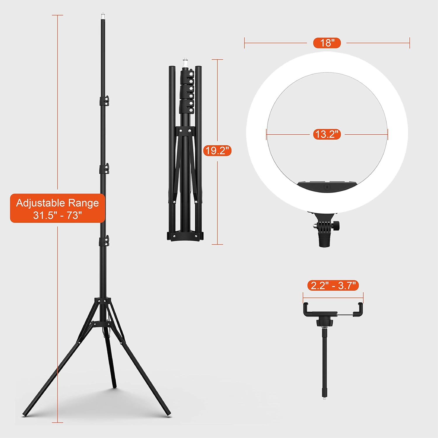 Poplartrees LED Luce ad Anello 45.7cm con Treppiede - immagine 5