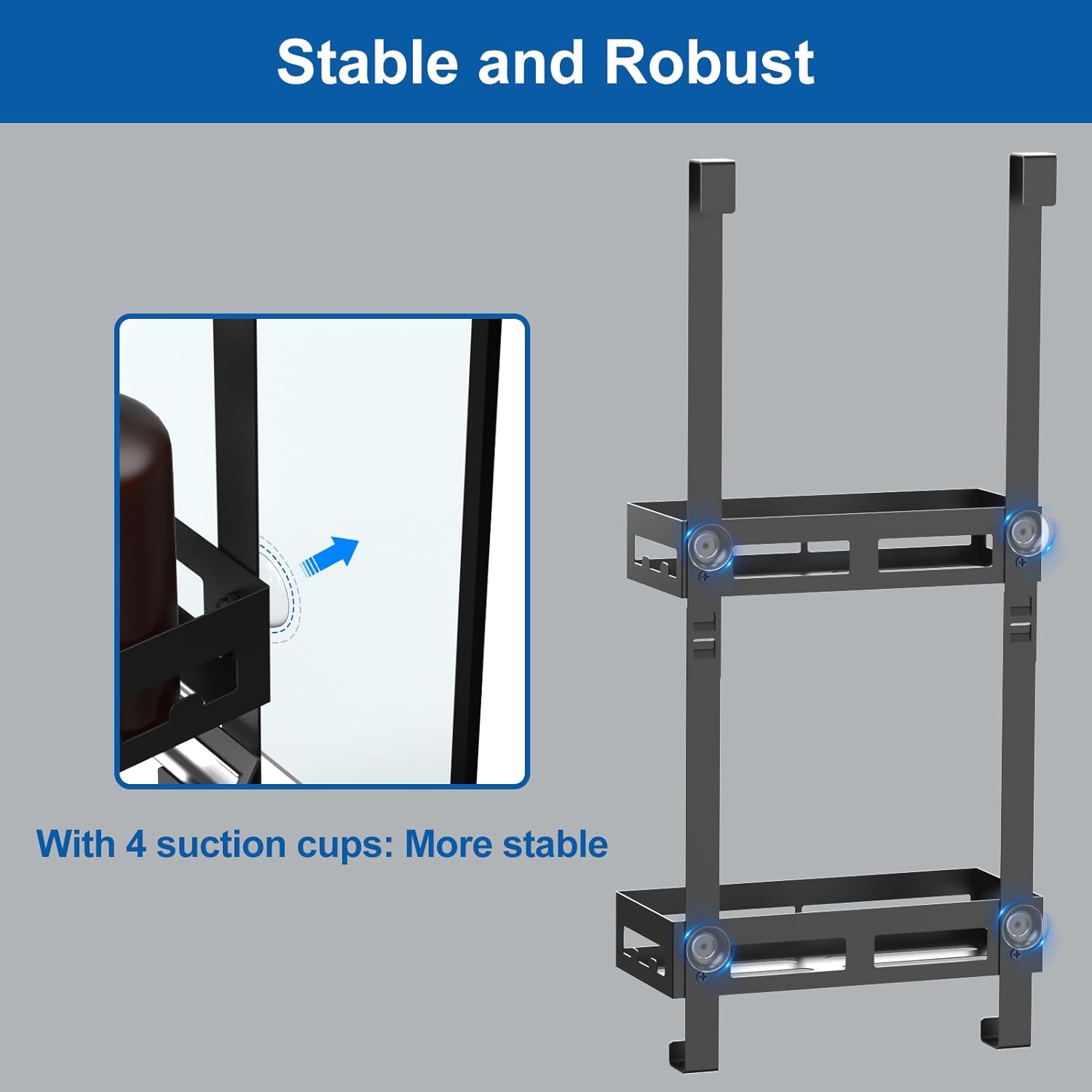 Mensola Doccia da Appendere Senza Foratura, Nera - immagine 5