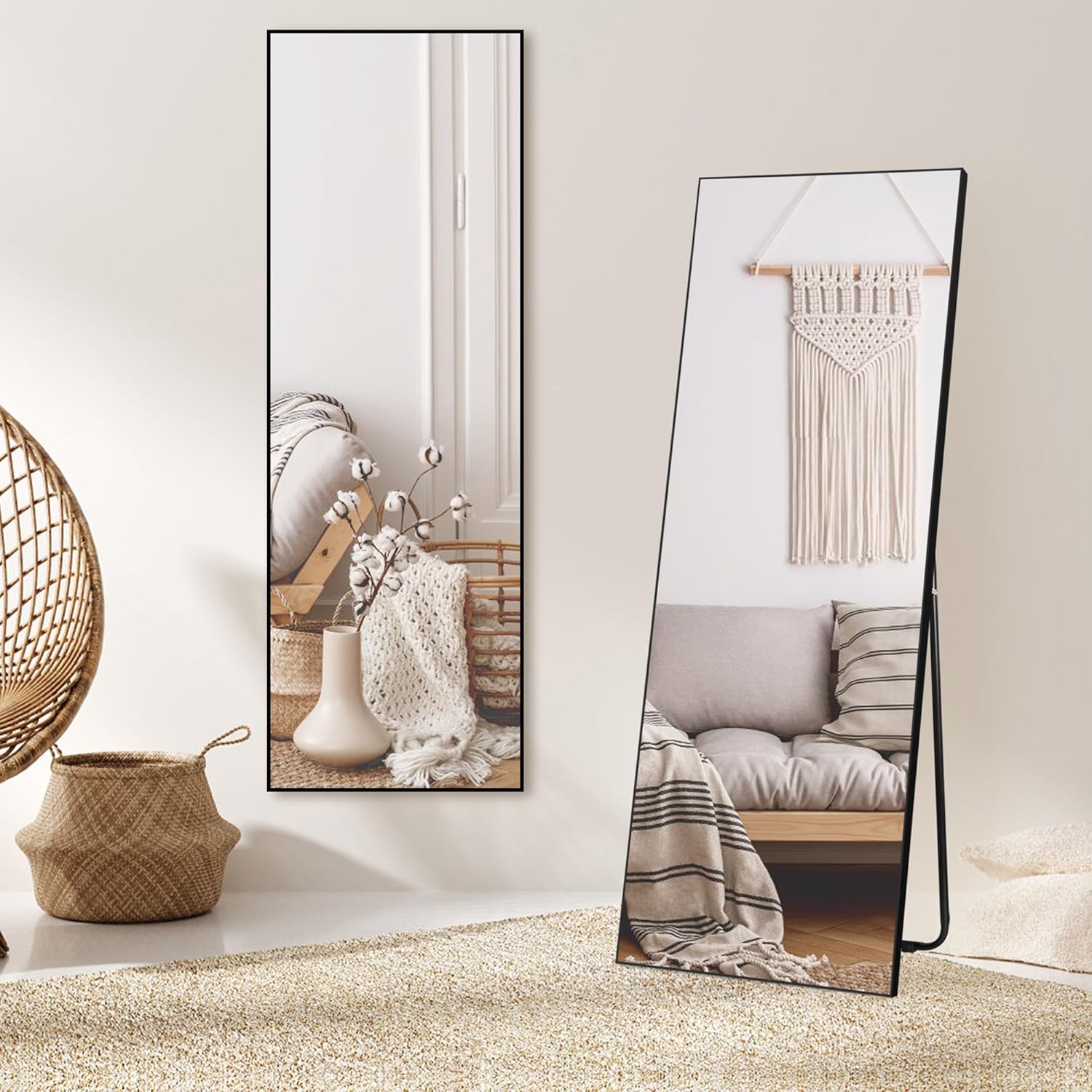 Horlimer Specchio da Parete 150x51cm, Cornice Nera - immagine 4