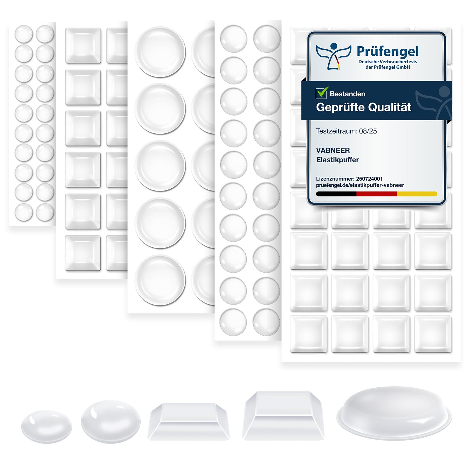 VABNEER Ammortizzatore di Colpi in Silicone Trasparente Autoadesivo Gommini Paracolpi per Porte, Mobili, Cassetti, Armadietti (226, 8-19.8mm)